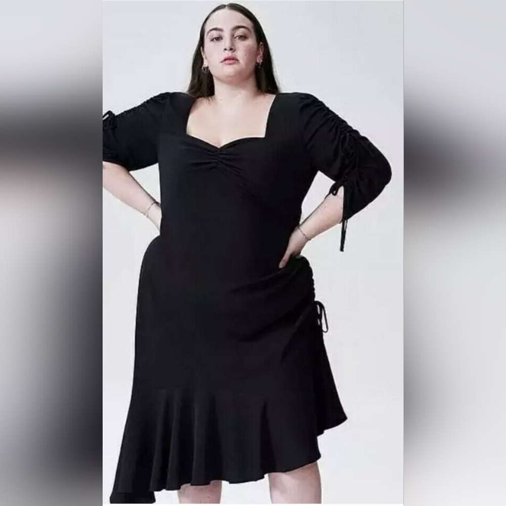 Rodarte Elegant Black Dress with Ruched Sleeves